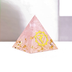 Розовый Кварц Чакра ювелирные изделия йога, оргонитовая пирамида, фигурки из смолы, с натуральной крошкой розового кварца внутри статуй для украшения домашнего офиса, 30 мм