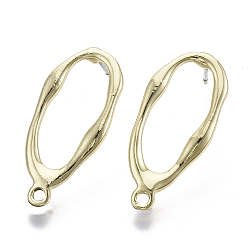 Light Gold Сплав серьги выводы, с петлей и стальной булавкой, слеза, золотой свет, 26x12 мм, отверстие : 1.8 мм, штифты : 0.7 мм