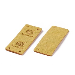 Goldenrod PU Leather Labels, Handmade Embossed Tag, with Holes, for DIY Jeans, Bags, Shoes, Hat Accessories, Rectangle, Goldenrod, 51x21x1.5mm, Hole: 1.8mm