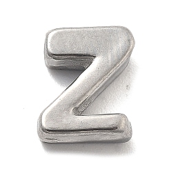 Letter Z 304 прелести нержавеющей стали, буквенное очарование, Письмо Z, 9.5x7.5x3 мм, отверстие : 1.6 мм