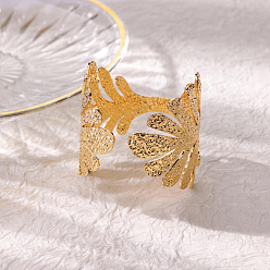 Лист 304 из нержавеющей стали манжеты браслеты, широкие браслеты для женщин, золотые, лист, 2-1/8 дюйм (5.45 см), внутренний диаметр: 2-3/8x2-1/4 дюйм (5.9x5.55 см)