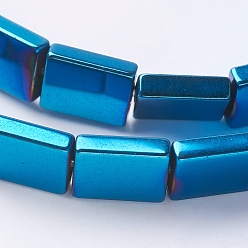 Blue Plated PVD Vacuum Plating Electroplate Non-magnetic Synthetic Hematite Beads Strands, Grade A, Rectangle, Blue Plated, 8x6x2mm, Hole: 1mm, about 50pcs/strand, 15.7 inch(40cm)