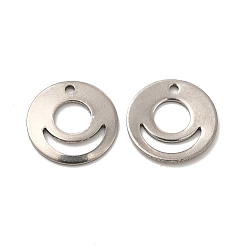 Нержавеющая Сталь Цвет Не тускнеющие 201 подвески из нержавеющей стали, плоский круглый шарм, цвет нержавеющей стали, 10x1 мм, отверстие : 1 мм