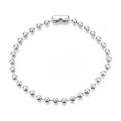 Нержавеющая Сталь Цвет Не тускнеющие 304 ожерелья из шариковой цепи из нержавеющей стали для женщин, цвет нержавеющей стали, 15.75 дюйм (40 см), бусина : 8 mm