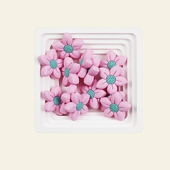 Бледно-Розовый Фокальные бусины из пищевого силикона, цветок, розовый жемчуг, 26x26 мм