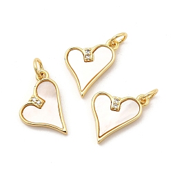Сердце Латунные микро проложить кубического циркония подвески, без кадмия, без никеля и без свинца, с кольцами и скачками, реальный 18 k позолоченный, сердце, 15x12x2 мм, отверстие : 3.2 мм