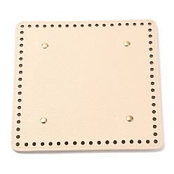 Navajo White Imitation PU Leather Bottom, Square with Round Corner & Alloy Brads, Litchi Grain, Bag Replacement Accessories, Navajo White, 19x19.1x0.4~1.1cm, Hole: 5mm