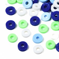 Couleur Mélangete Perles en fimo faits à la main, perles heishi, disque / plat rond, couleur mixte, 4x0.5~1.5mm, Trou: 1.5mm, environ66600 pcs / 1000 g