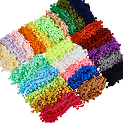 Mixed Color 100Yards 25 Colors Polyester Pom Pom Ball Ribbons, Mixed Color, 3/4 inch(19mm), Pendant: 10mm in diameter, 4yards/color