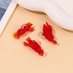 Red Handmade Lampwork Pendants, Cray, Red, 29x13mm