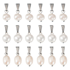 Платина 60шт 3стиль натуральный культивированный пресноводный жемчуг кулон, с латунной фурнитурой , платина, 19~22 мм, 20 шт / комплект