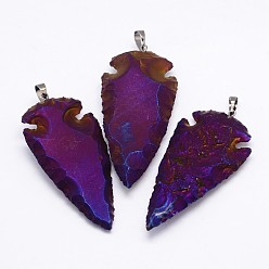 С Фиолетовым Покрытием Хрустальные подвески гальваническим кварцевые, с латунной найти, металлический черный , наконечник, с фиолетовым покрытием, 50~70x24~38x6~11 мм, отверстие : 5x8 мм