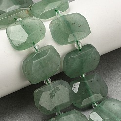 Зеленый Авантюрин Естественный зеленый авантюрин бисер нитей, граненые, овальные, 17~22x11~18x6~8 мм, отверстие : 1.2 мм, около 21~22 шт / нитка, 15.23 дюйм ~ 15.35 дюйм (38.7~39 см)