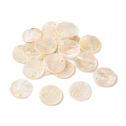 Бежевый Подвески из натуральных ракушек Capiz, AB цвет, для изготовления ювелирных изделий DIY, плоско-круглые, бежевые, 15x1.5 мм, отверстие : 1.4 мм