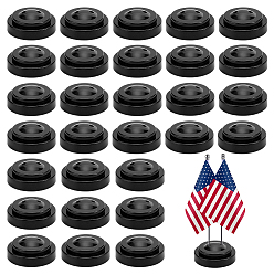 Черный Пластиковые мини-флажки, держатели настольных флажков, плоско-круглые, чёрные, 62.5x23.5 мм