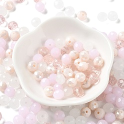 Pink Стеклянные бусины, граненые, рондель, розовые, 8x6 мм, отверстие : 1 мм, Около 1210 шт / 500 г