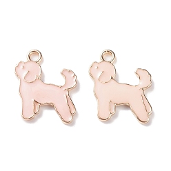 Pink Подвески из эмали и сплава, золотой свет, собака, розовые, 19x16x2 мм, отверстие : 2 мм