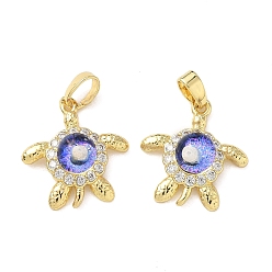 Настоящее золото 18K Латунные микро проложить кубического циркония подвески, cmолой, черепаха, реальный 18 k позолоченный, 17x16x7 мм, отверстие : 4x3 мм