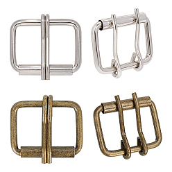 Antique Bronze & Platinum Iron Two Prong Roller Buckles, for DIY Belt Accessories, Rectangle, Antique Bronze & Platinum, 81mm, 2colors, 6pcs/color, 12pcs/bag