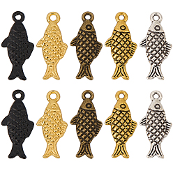 (52) Непрозрачная лаванда 60 шт 5 цвета подвески из сплава, рыбы прелести, разноцветные, 20x6x3 мм, отверстие : 1.2 мм, 12 шт / цвет