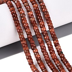 Red Jasper Natural Red Jasper Beads Strands, Rondelle, Faceted, 4x2~2.5mm, Hole: 0.7~1mm, about 156~162pcs/strand, 14.76~15.16 inch(37.5~38.5cm)