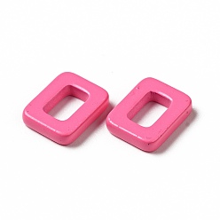 Hot Pink Spray Painted 201 Stainless Steel Linking Rings, Rectangle, Hot Pink, 9.5x7.5x2mm, Inner Diameter: 4x5.5mm