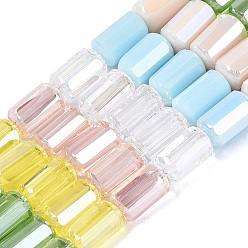 Mixed Color Electroplate Mixed Styles Glass Beads Strands, Column, Faceted, Mixed Color, 9~9.5x5~6mm, Hole: 1~1.2mm, about 40~44pcs/strand, 14.57~15.94 inch(37~40.5cm)