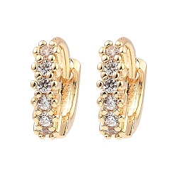 Light Gold Серьги-кольца из латуни с микропаве из кубического циркония, кольцо, золотой свет, 10x2.5x11.5 мм