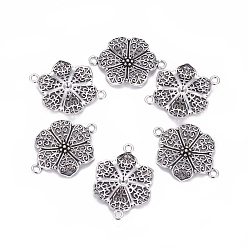 Античное Серебро Соединительные элементы в тибетском стиле, сплав, без свинца и без кадмия, цветок, античное серебро, Размер : длиной около 41 мм , шириной 37 мм , толщиной 2.5 мм , отверстие : 3 мм, 190 шт / 1000 г