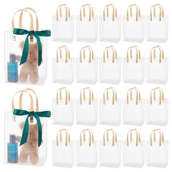 Rectangle Прозрачные матовые пластиковые подарочные пакеты из ПВХ с зеленой лентой, на свадьбу день рождения детский душ, переработанные пакеты, прямоугольные, прямоугольные, 20x15x10.1 см