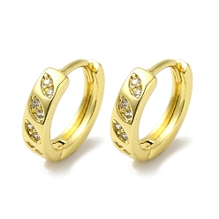 Настоящее золото 18K Серьги-кольца из латуни с микропаве и прозрачным кубическим цирконием для женщин, реальный 18 k позолоченный, 13x3.5 мм