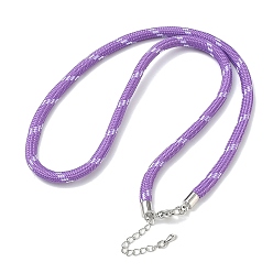 Pourpre Fabrication de colliers en cordon rond enroulé autour d'une âme en polyester, avec accessoires en laiton, platine, pourpre, 17.72x0.18 pouce (45x0.45 cm)