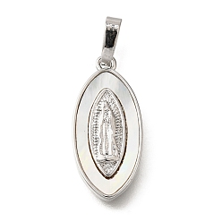 Платина Подвески латунный корпус, без кадмия и без свинца, Дева Мария, платина, 21x10x2 мм, отверстие : 4x6 мм