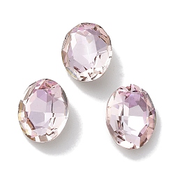 Светло-Персиковый Стеклянные стразы кабошоны, точка назад и задняя пластина, граненые, овальные, светлый персик, 10x8x4.5 мм