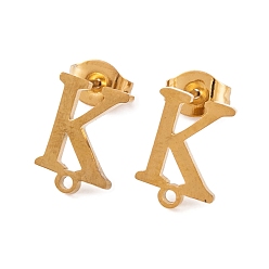 Letter K Ионное покрытие (ip) 304 серьги-гвоздики из нержавеющей стали, для женщин, Письмо K, 11x8 мм, отверстие : 1 мм, штифты : 0.7 мм
