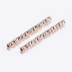 Розовое Золото Бисера латунной трубки, трубка, граненые, розовое золото , 19.5x1.5 мм, отверстие : 0.5 мм
