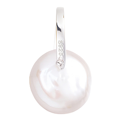Silver 1Pc Natural Pearl Flat Round Pendants, with 925 Sterling Silver Findings, with 925 Stamp, Thistle, 1 Sheet Double Sided Suede Fabric Silver Polishing Cloth, Silver, 21mm, Pendant: 13x5~5.5mm, Hole: 7x10.5mm