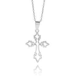 Нержавеющая Сталь Цвет 201 Подвески в виде полых крестов из нержавеющей стали, не тускнеет, цвет нержавеющей стали, 19.69 дюйм (50 см)