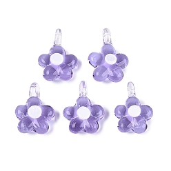 Medium Purple Handmade Lampwork Pendants, Plum Blossom Charms, Medium Purple, 28~31x20~24x8~11mm, Hole: 1.8~4mm