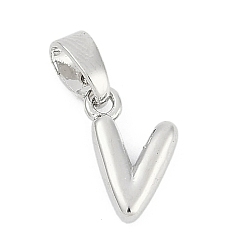 Letter V Латунь прелести, буквы, без кадмия и без свинца, долговечный, стойки покрытие, Буква V, 10x7x2.5 мм, отверстие : 3x5 мм