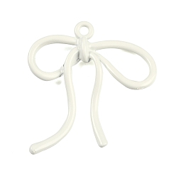 Белый Подвески из сплава краски для выпечки, бантом, белые, 45x42x6 мм, отверстие : 3 мм