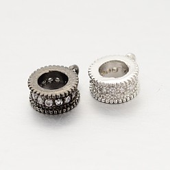 Mixed Color Brass Micro Pave Cubic Zirconia Tube Bails, Loop Bails, Clear, Lead Free, Inner Diameter: Cadmium Free, Mixed Color, 8.5x7x3mm, Hole: 0.5mm, Inner Diameter: 3.5mm