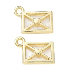 Golden Alloy Acrylic Pendants, Envelope with Heart Charms, Long-Lasting Plated, Golden, 15.5x11.5x3mm, Hole: 1.8mm