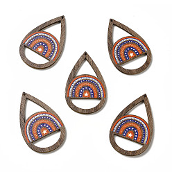 Arch Односторонние подвески из осины с принтом на тему американского флага, слеза с шармом дяди сэма, арочный узор, 49.5x30.5x2.5 мм, отверстие : 1.5 мм