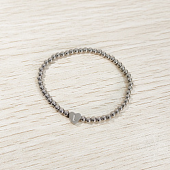 Letter L 304 эластичные браслеты из нержавеющей стали для женщин, сердце с письмом, цвет нержавеющей стали, Письмо L, внутренний диаметр: 2.24 дюйм (5.7 см)