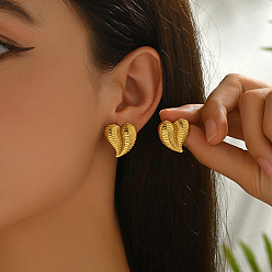 Сердце Серьги шпилька нержавеющая сталь, золотые, сердце, 22x20 мм