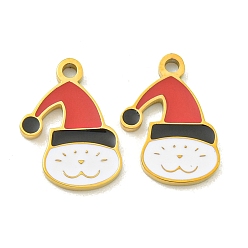 Cat Shape Тема Хэллоуина ионное покрытие (IP) 304 эмалированные подвески из нержавеющей стали, золотые, форма кошки, 15x10.5x1.5 мм, отверстие : 1.5 мм