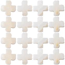 (404) Непрозрачное AB Кислое яблоко 2 нити из натуральных пресноводных бусин из ракушек, крестик, цветочный белый, 7.5~8x7.5~8.5x2.5~3 мм, отверстие : 0.7 мм, около 50 шт / нитка, 15.47'' (39.3 см)