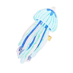 Jellyfish Открытые кольца из сплава и акрила с морской тематикой, широкая полоса кольца, Небесно-голубой, золотые, медуза, 17 мм