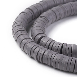 Slate Gray Flat Round Eco-Friendly Handmade Polymer Clay Beads, Disc Heishi Beads for Hawaiian Earring Bracelet Necklace Jewelry Making, Slate Gray, 6x1mm, Hole: 2mm, about 353~378pcs/strand, 17.7 inch